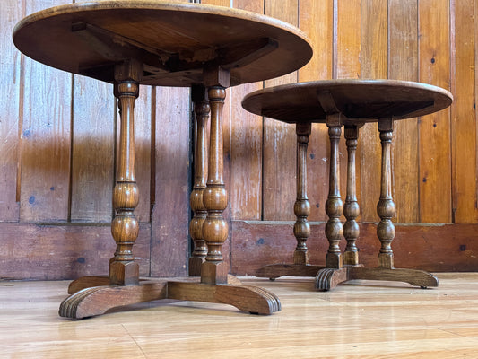 Vintage Pair Post War Oak Side Tables \ Utility Furniture Lamp End Table CC41