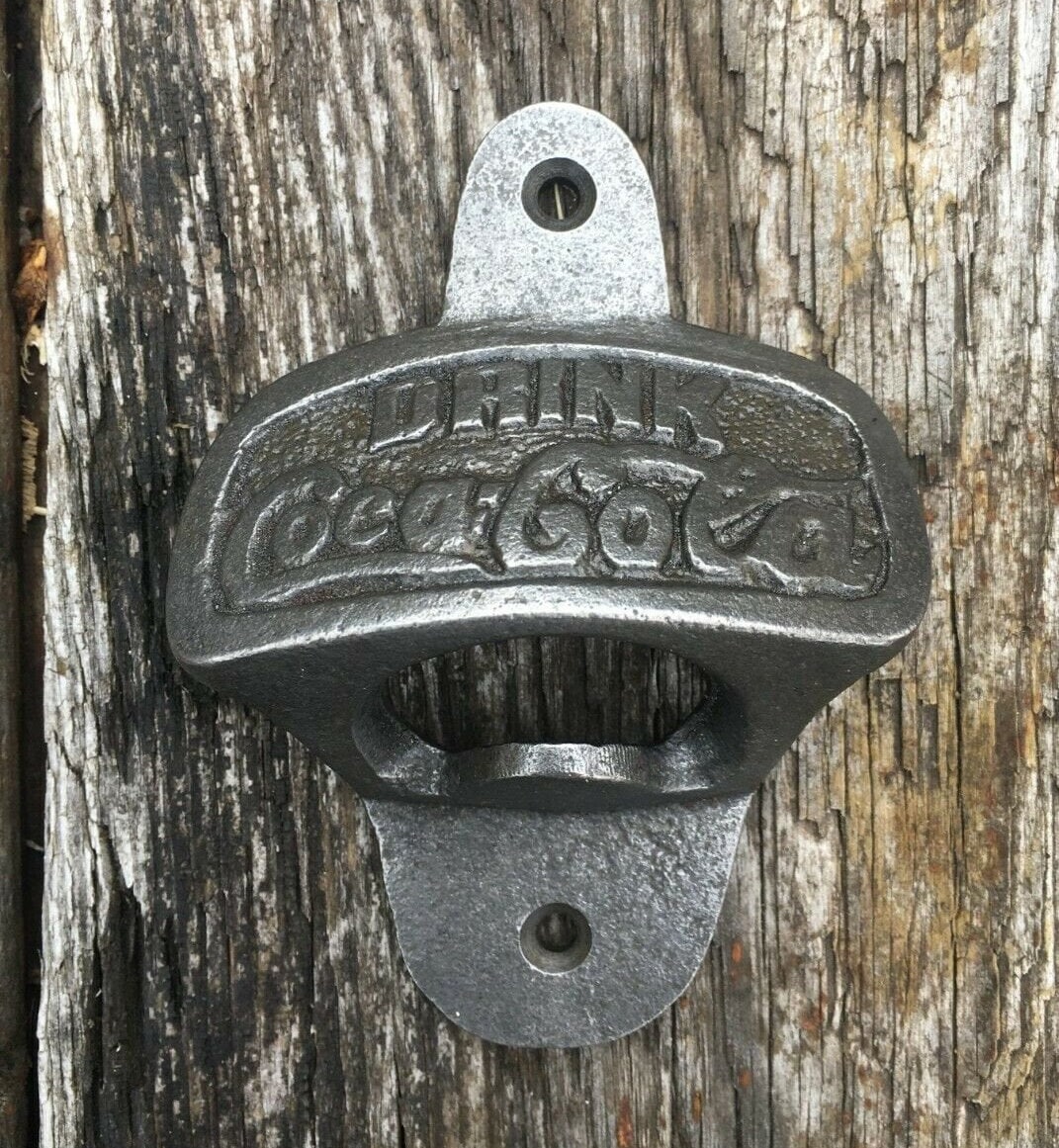 COCA COLA \ Cast Iron Coke Wall Mounted Bottle Opener \ Vintage Style Home Bar