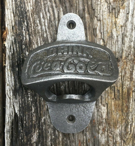 COCA COLA \ Cast Iron Coke Wall Mounted Bottle Opener \ Vintage Style Home Bar