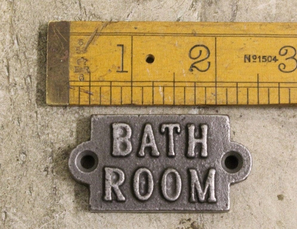 BATHROOM \ SMALL Cast Iron Rustic Metal Industrial Style Heavy Plaque Sign \ Bathroom Toilet