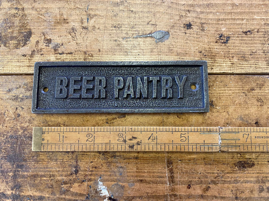 BEER PANTRY \ Cast Iron Bar Plaque Sign for Garden & Home Bar