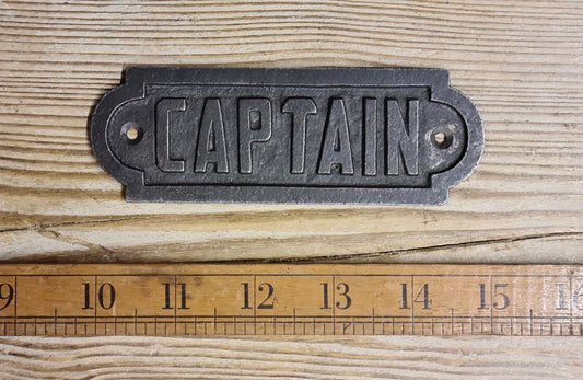 CAPTAIN \ Cast Iron Plaque \ Room Door Wall Sign \ Industrial \ Vintage \
