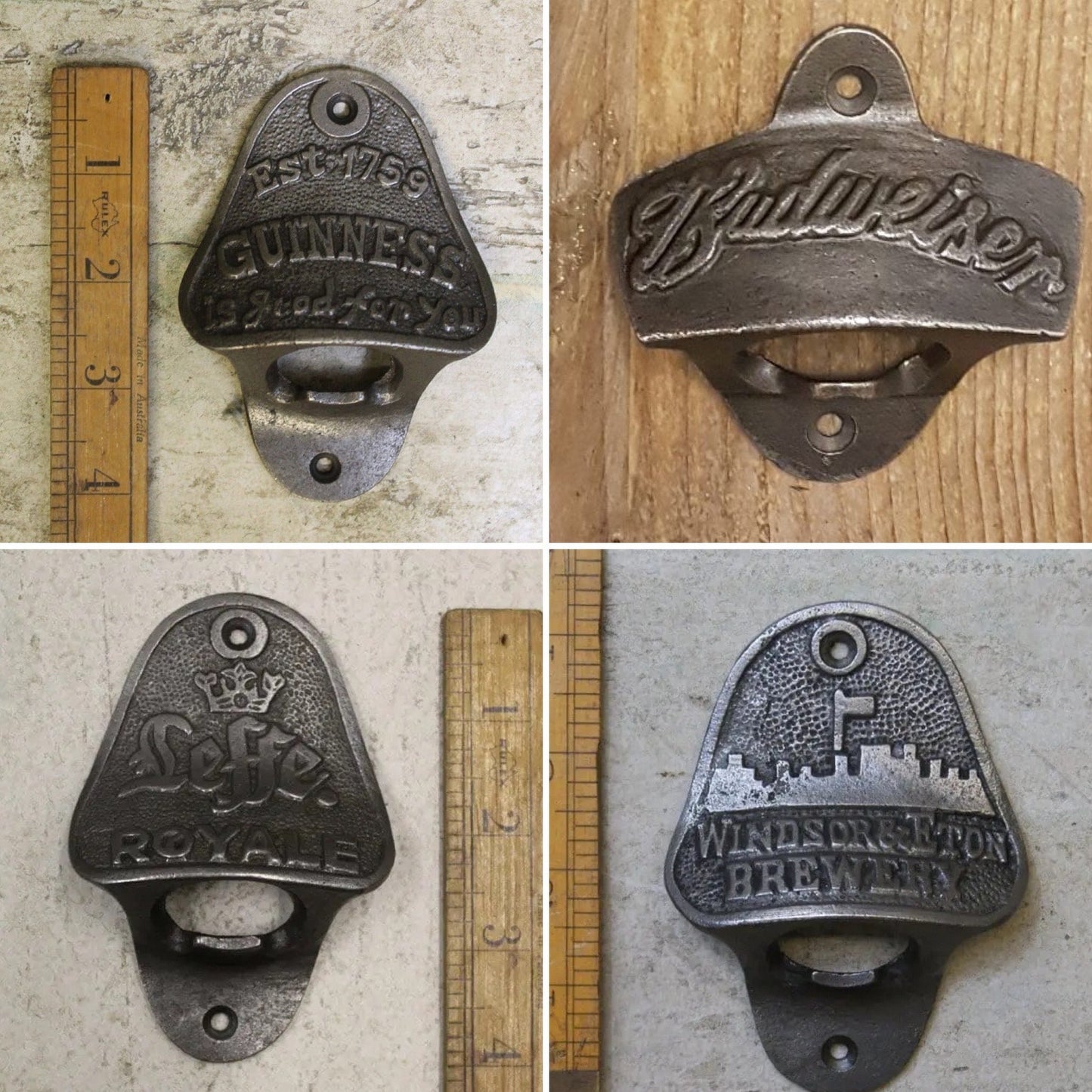 BEER & ALE \\ Cast Iron Wall Mounted Bottle Opener \ Vintage Style Home Garden Bar