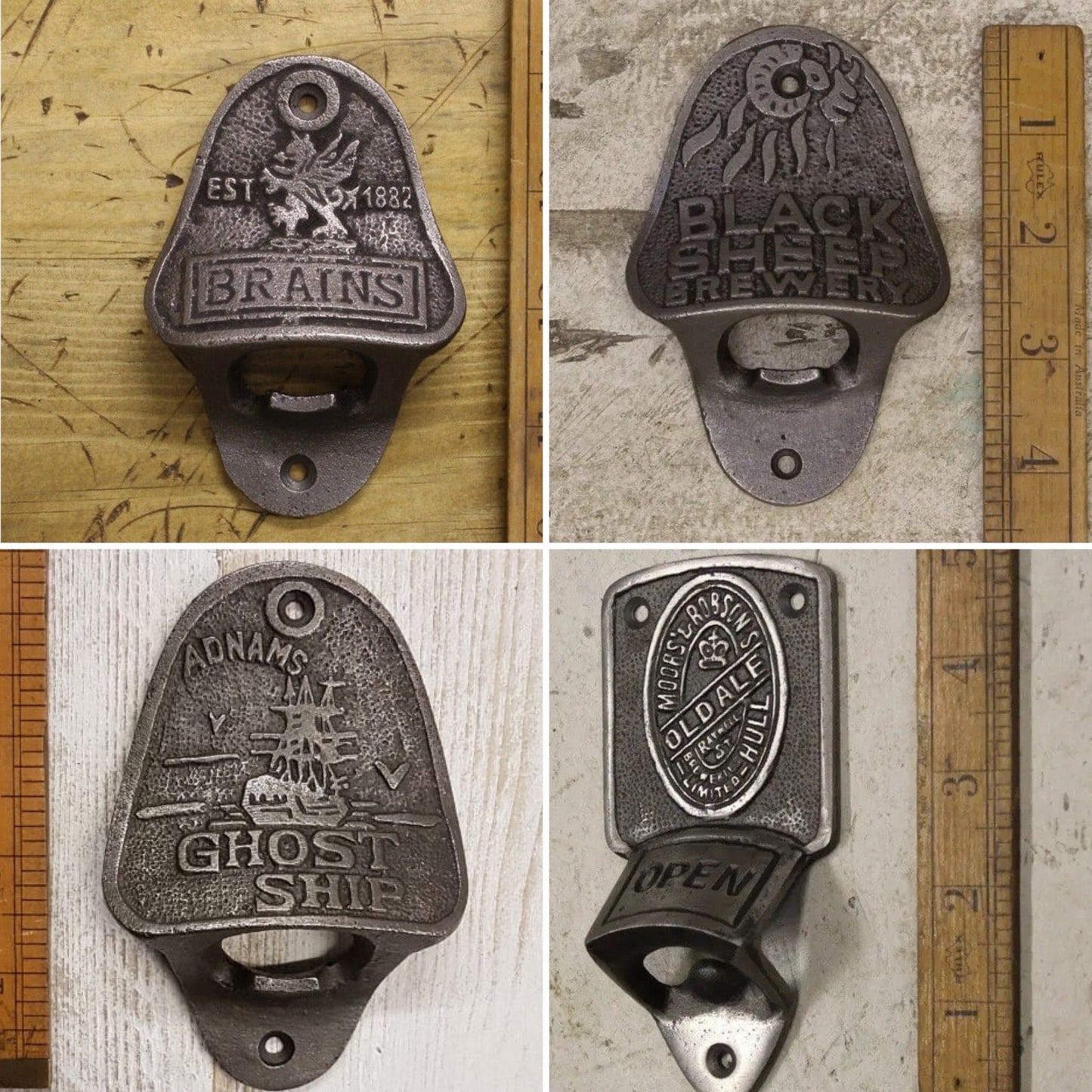 BEER & ALE \\ Cast Iron Wall Mounted Bottle Opener \ Vintage Style Home Garden Bar