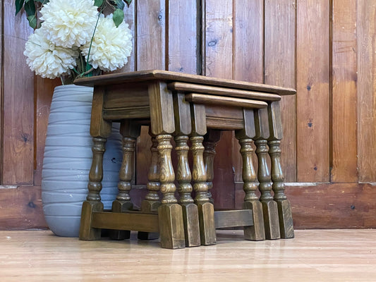 Old Charm Jointed Nest of Tables by Wood Bros \ Solid Oak Tudor Style Coffee Tables