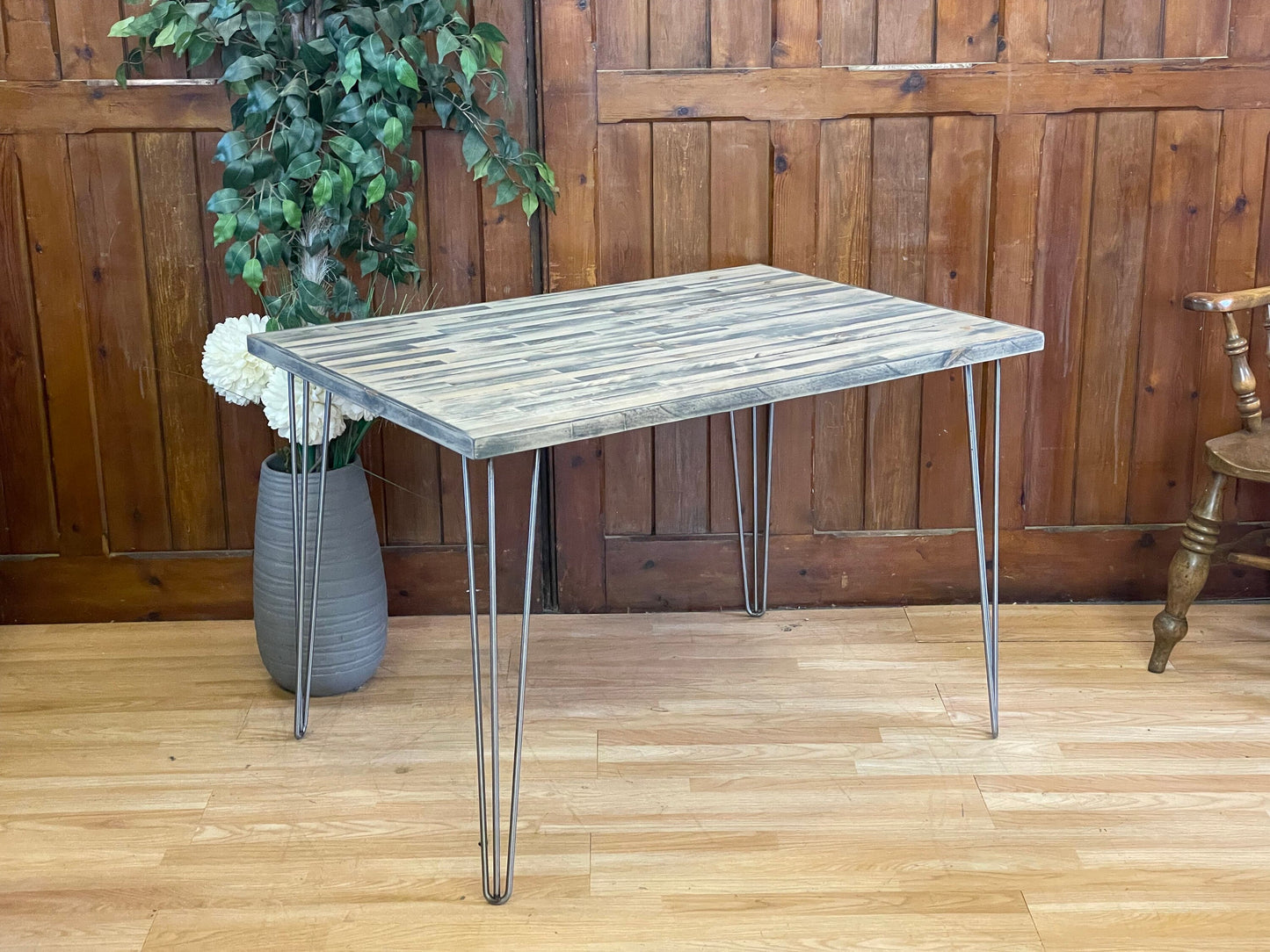 Modern Handmade Distressed Dining Table \ Kitchen Table on Hairpin Legs \ Desk