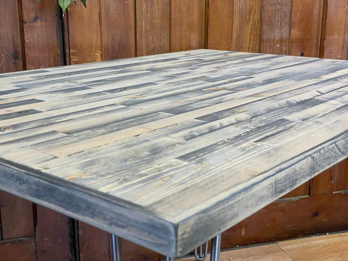 Modern Handmade Distressed Dining Table \ Kitchen Table on Hairpin Legs \ Desk