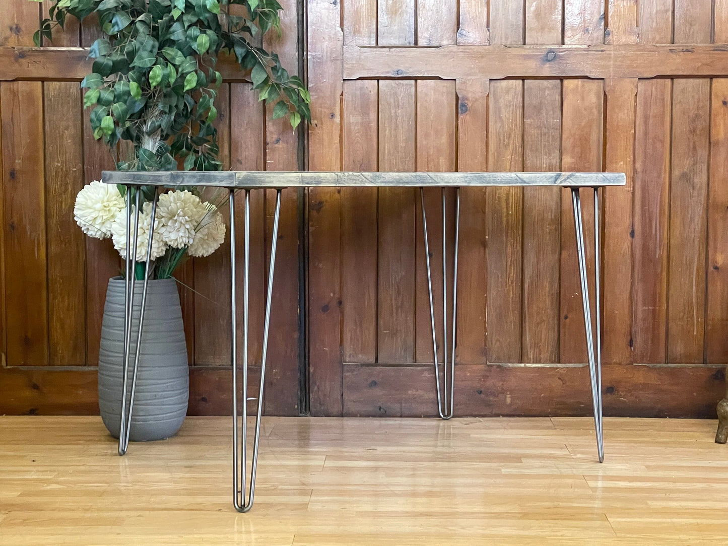 Modern Handmade Distressed Dining Table \ Kitchen Table on Hairpin Legs \ Desk