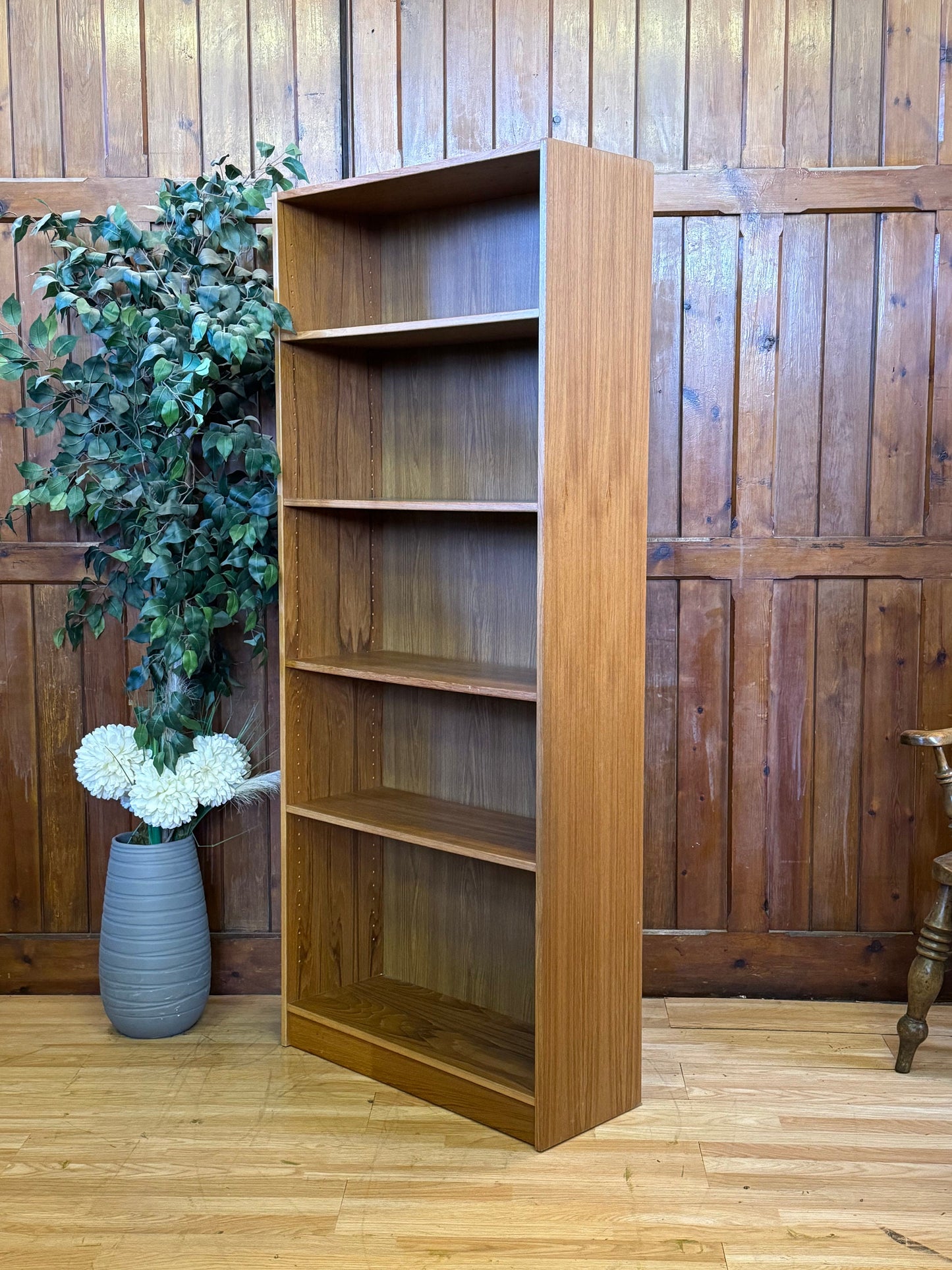 Large Danish Teak Bookcase \ Mid Century Book Shelves \ Retro Shelving Unit