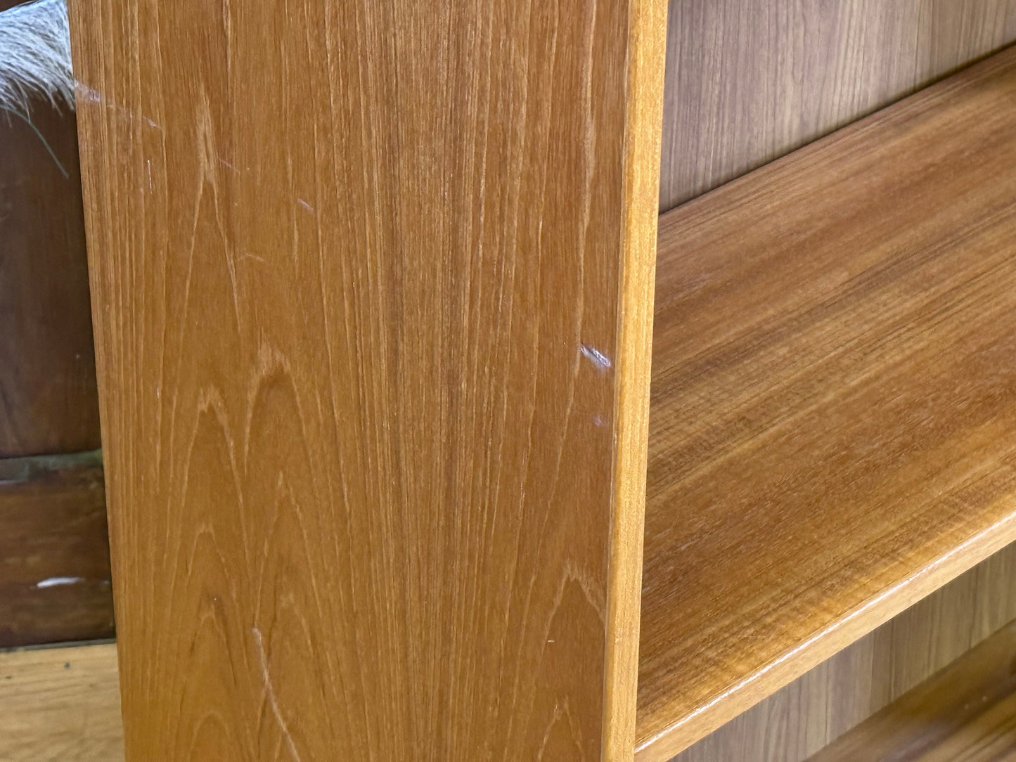 Large Danish Teak Bookcase \ Mid Century Book Shelves \ Retro Shelving Unit