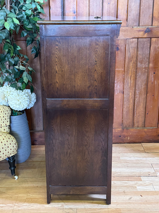 Vintage Dark Oak Drinks Cabinet \ Tudor Style Carved Oak Cupboard