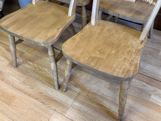 Set Of 4 Rustic Bar Back Farmhouse Dining Chairs \ Beech and Pine Kitchen Chairs