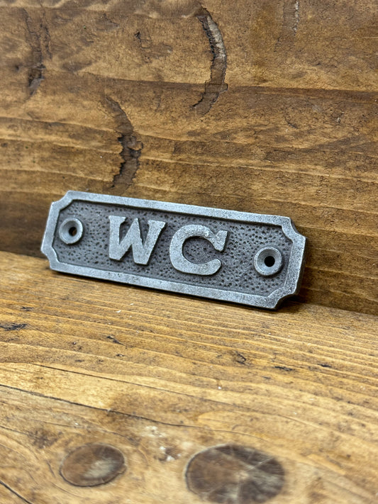 WC \ Cast Iron Rustic Metal Industrial Style Heavy Plaque Sign \ Bathroom Toilet