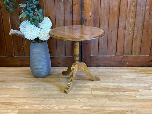 Vintage Ducal Wine Table \ Solid Pine Farmhouse Style Circular Side Table