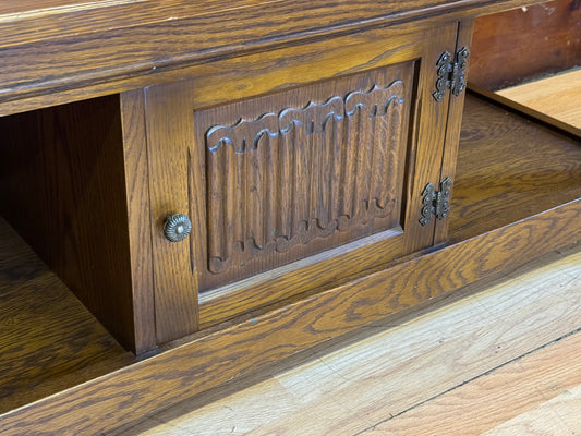 Vintage Solid Oak Old Charm Coffee Table \ Long Occassional Table with Cupboard