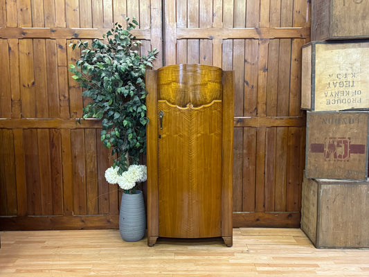 Vintage Walnut Wardrobe by Lebus \ Small Gentlemen’s Closet \ Storage Cupboard