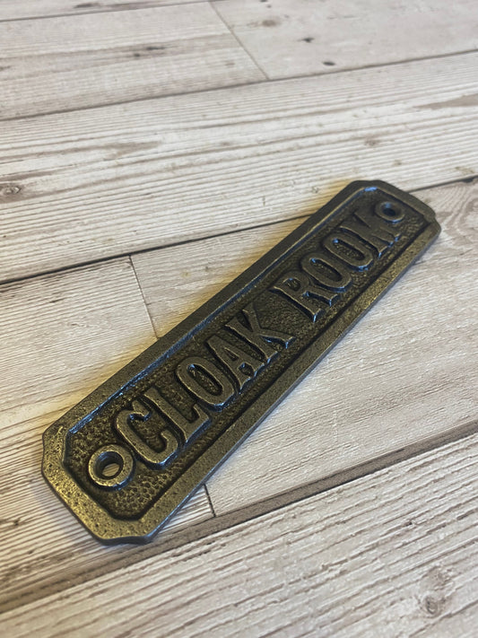 CLOAK ROOM, \\ Cast Iron Room Door Plaque \\ Wall Sign \\ vintage \\ retro \\ Industrial \\ Restaurant \\